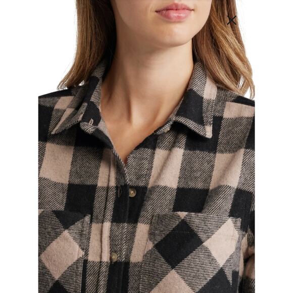 BeachLunchLounge- Tyler Flannel Tunic Shirt - Black/Cream - XL - Picture 4 of 14